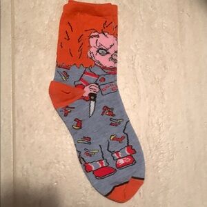 Chucky Themed Orange and Gray Socks